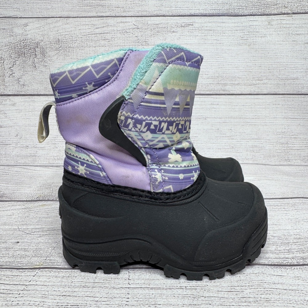 Northside Girls Size Toddler 5 Purple Patterned Insulated Waterproof Snow Boots